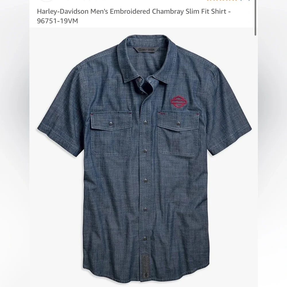 Harley-Davidson‎ Men's Blue Denim Shirt Medium